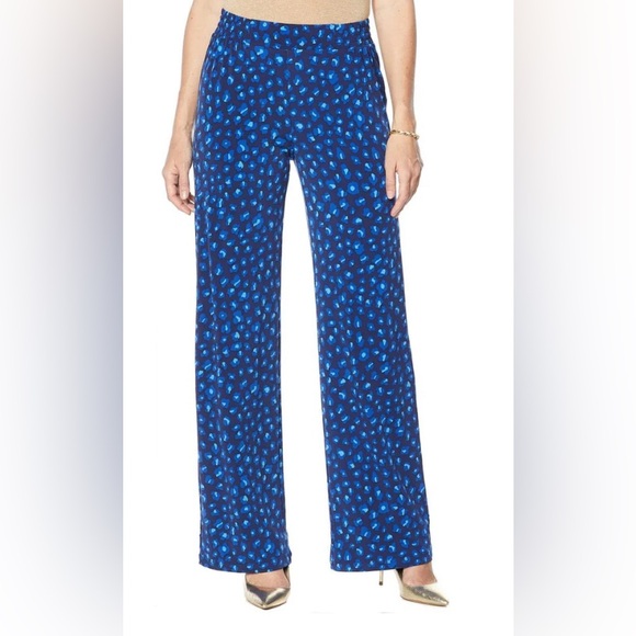 IMAN Pants - NWT IMAN Global Chic Luxury Resort Blue Animal Print Palazzo Pants
